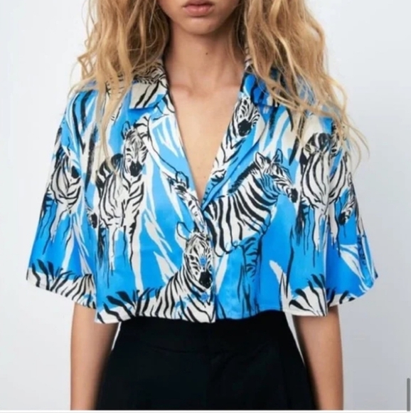 Zara Zebra crop shirt - Picture 1 of 5